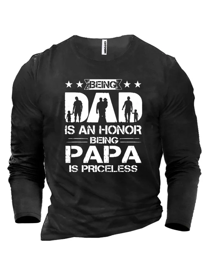 Casual Men's Trendy Printed Long-sleeved T-shirt Cotton