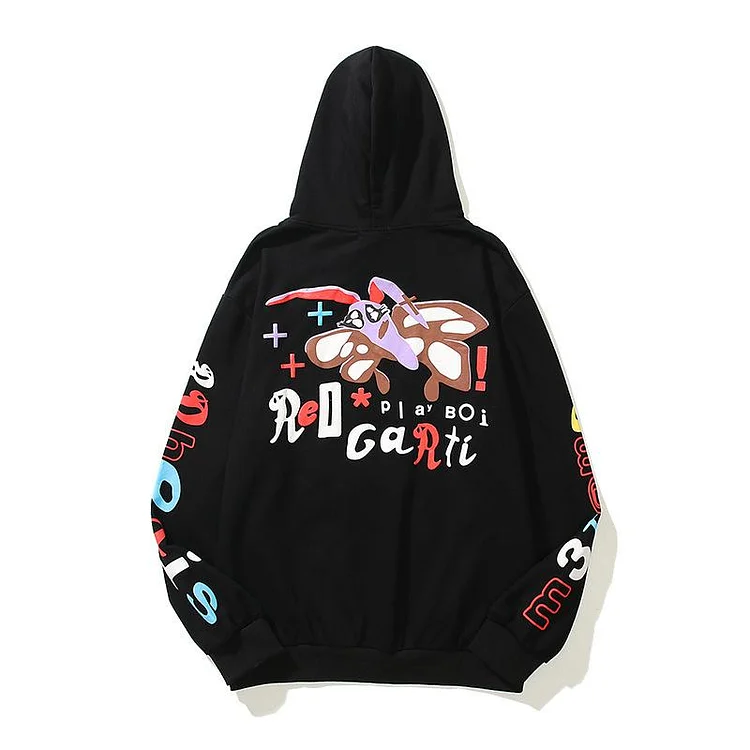 Kanye Hoodie Cartoon Graffiti Printed Hoodie Hip Hop Loose Hoodie