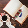 DIY Special Shape Diamond Painting Leather Rose Bookmark Tassel Embroidery