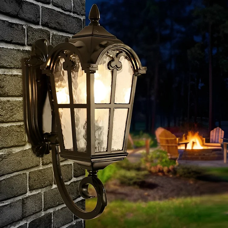 Vintage Glass Waterproof Black European-style Outdoor Wall Lamp Exterior Lights - Appledas