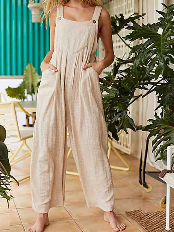 Women plus size clothing Women's Home Wear Solid Color Overalls One-piece Strappy Pants-Nordswear