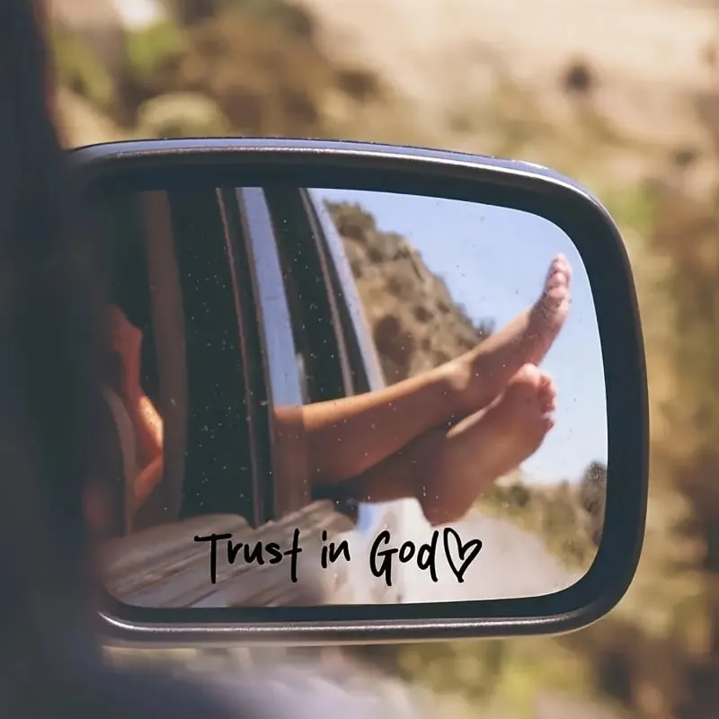 2pcs Trust in God Car Rearview Mirror Sticker. Car Rearview Mirror Decal. Inspirational Vinyl Sticker. Ideal Christian Gift