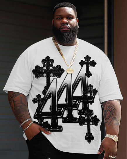 Men's Plus Size I Fear God Cross T-Shirt Shorts Suit