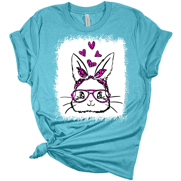 Easter Bunny Face With Glasses Women's Bella Easter T-Shirt