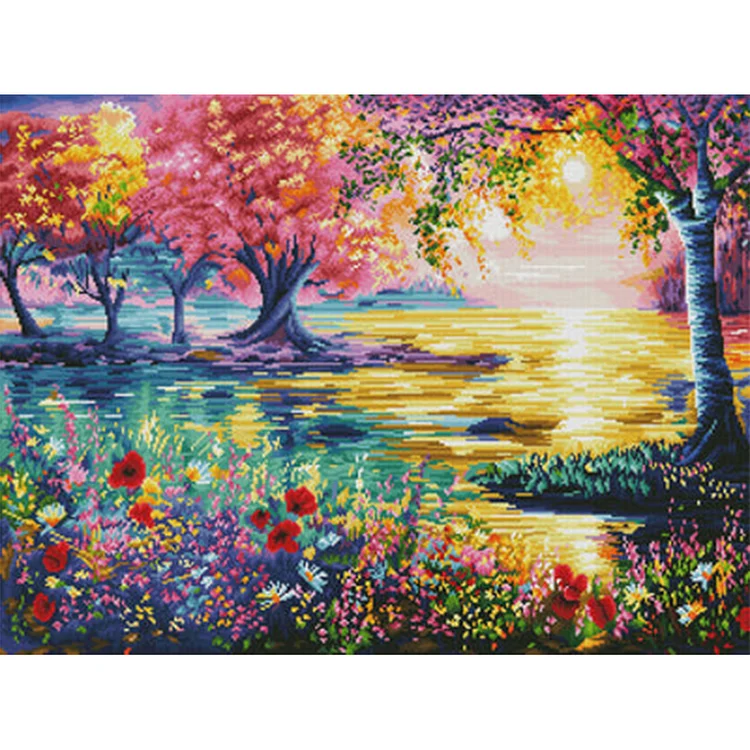 Colorful Landscape 60*45CM(Canvas) Full Round Drill Diamond Painting gbfke