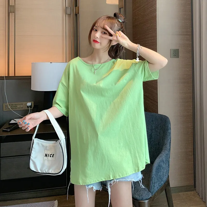 Backless Pure Color Loose T-Shirt