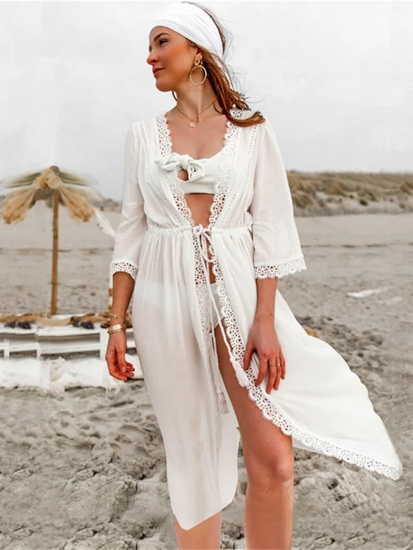 Lacy Split-Joint Raised Band Cover-Up