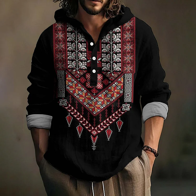 Be Freedom And Hope Peace Forever Print Linen Hooded Shirt