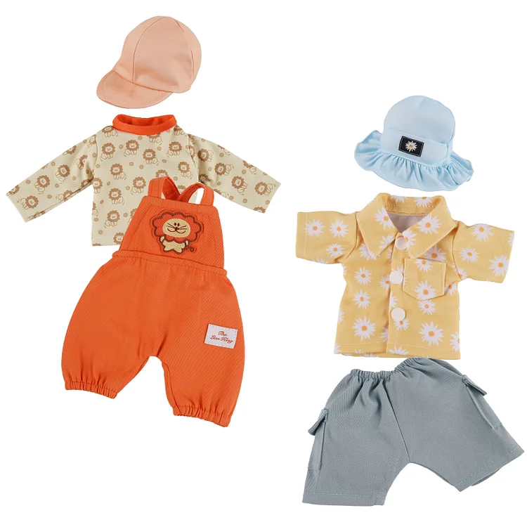 12"-16" Orange & Yellow 6 Pcs Clothing Reborn Baby Doll Accessory Set：Realistic Reborn Baby Dolls By Rsgdolls®
