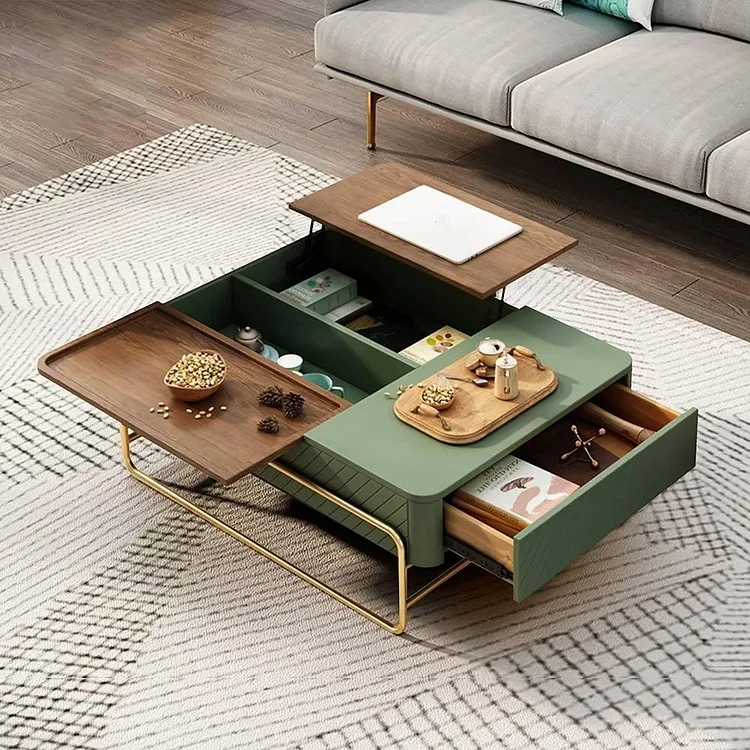 Homemys Modern Lift-top Nesting Coffee Table Set with Drawers