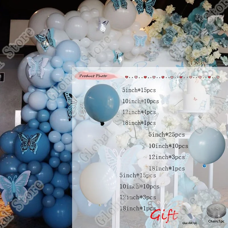 Christmas Gift 98Pcs Double Maca Blue White Double Maca Blue Black Decorations Party Pink Wedding Decoration Ballons Decoration Birthday Party