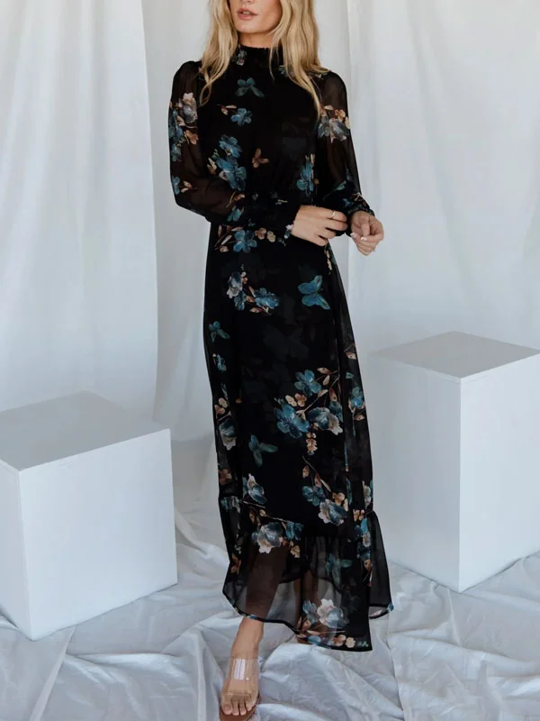 Chiffon Butterfly Print Women's Dress