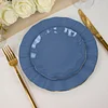 10 Pack | 6" Ocean Blue Hard Plastic Dessert Plates with Gold Ruffled Rim, Heavy Duty Disposable Salad Appetizer Dinnerware