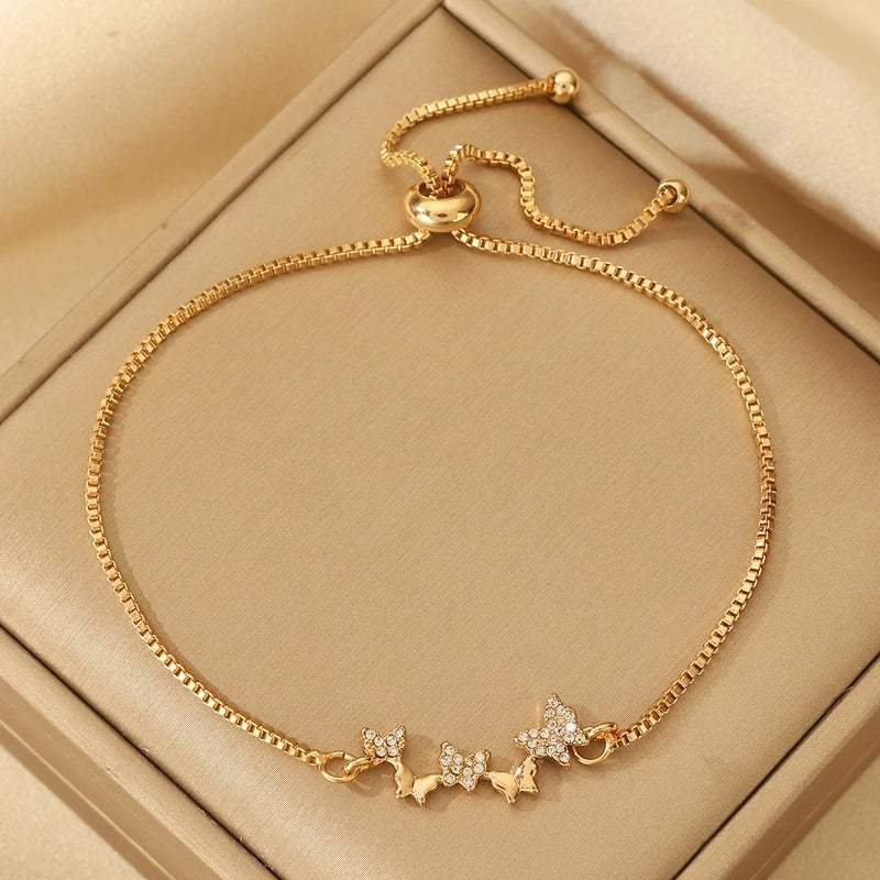 Minimalist Moon Flower Bow Knot Imitation Pearl Alloy Bracelets