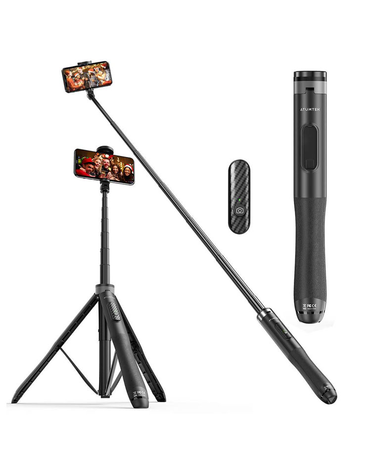 ATUMTEK 51 Selfie Stick Tripod, Premium Pro Phone Tripod Stand, All in One  Extendable Monopod Tripod Combo Phone Stand with Bluetooth Remote 360°  Rotation for iPhone and Android Phone Selfies, Video Recording
