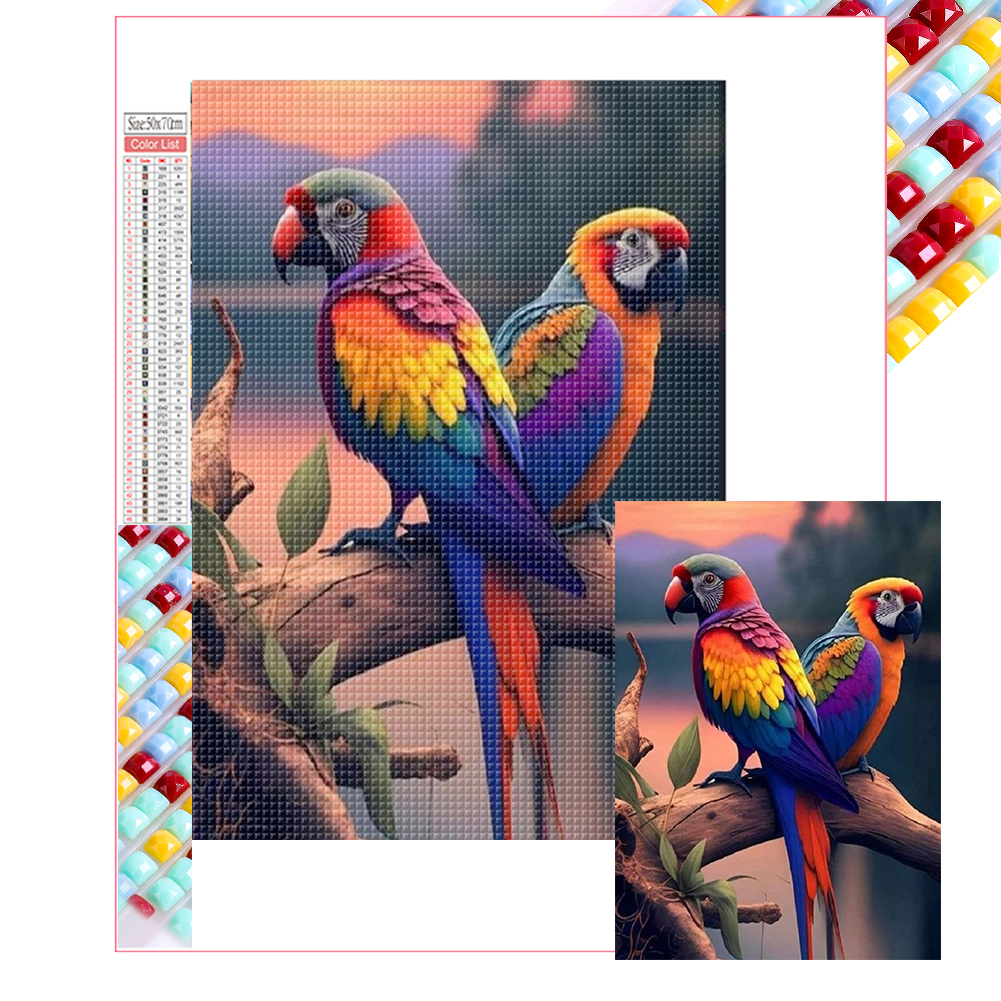 Bird Couple 50*70cm(picture) full square drill diamond painting