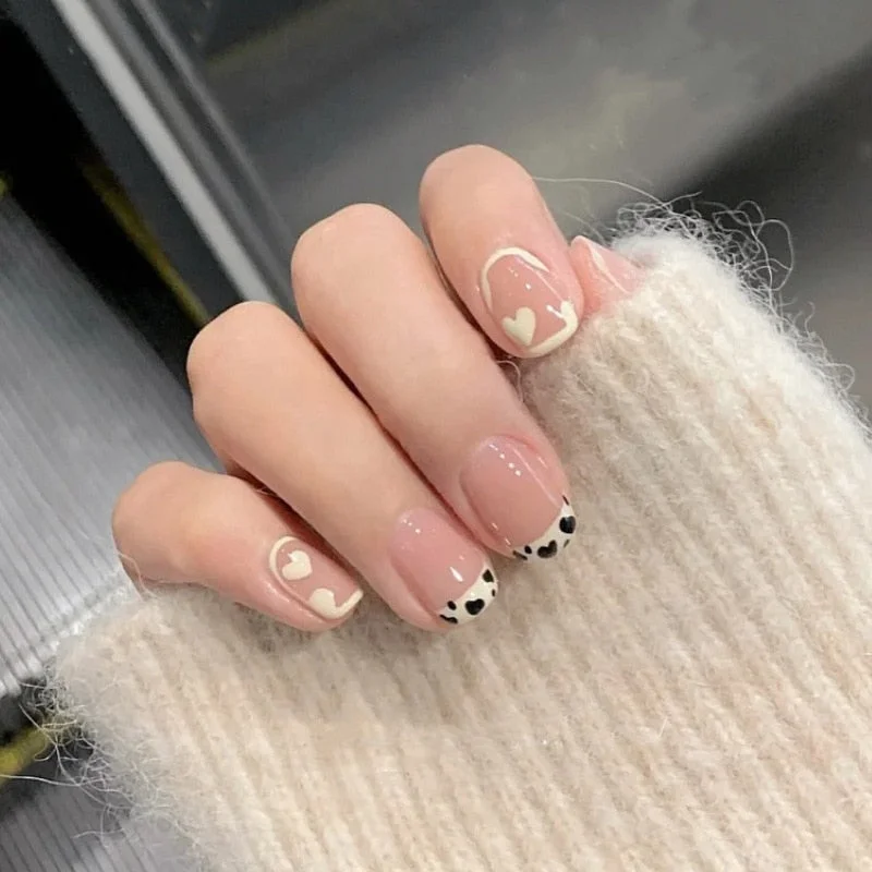 24pcs Yellow Wear Short Paragraph Fashion Manicure Patch False Nails Wearable Nail Patch Glue Type Detachable Coffin Fake Nails-Nail Inspo