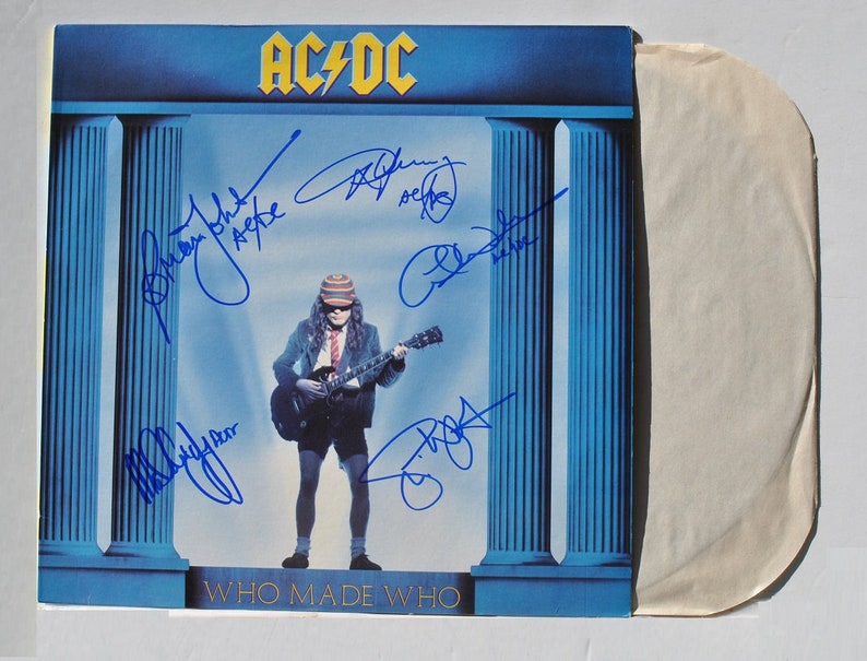 ACDC Who Made Who Signed Album x5 + wCOA