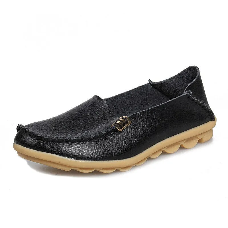 Women Flats Shoes Slip On Genuine Leather Loafers For Women's Moccasins Loafers Flats Ladies Shoes Plus Size Sapato Feminino