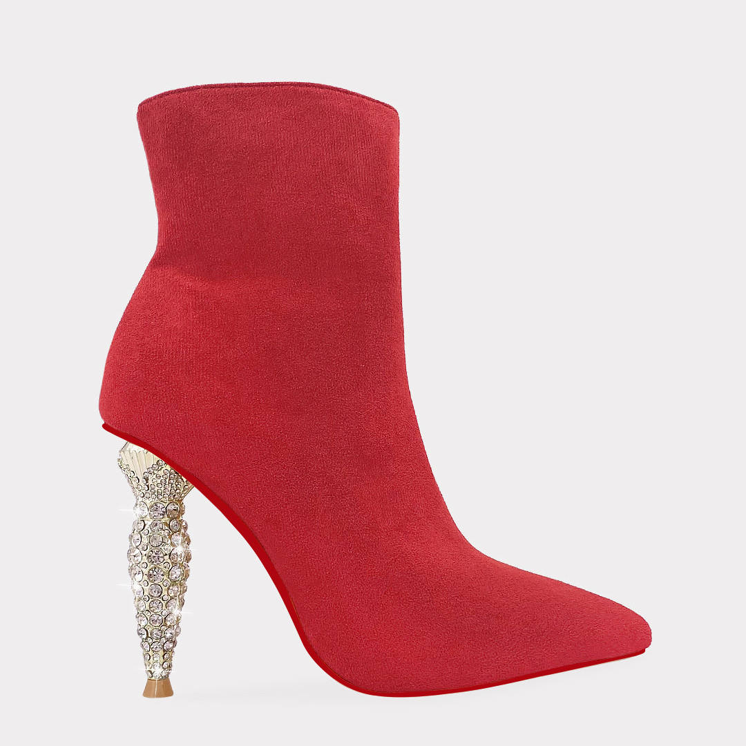 100mm Women's Pointed Toe Suede Ankle Boots Lipstick Tube Heels-vocosishoes