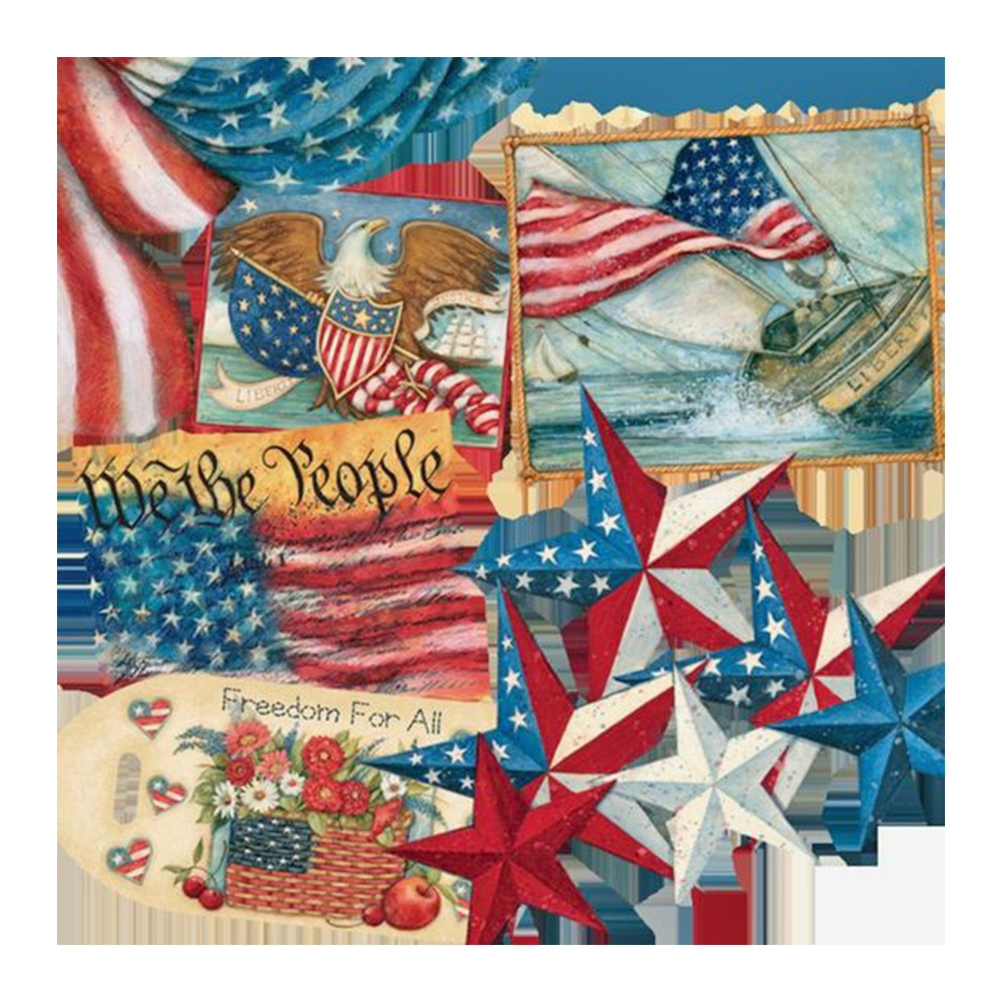 

40*40CM - Round Drill Diamond Painting - Flag Collage, 501 Original