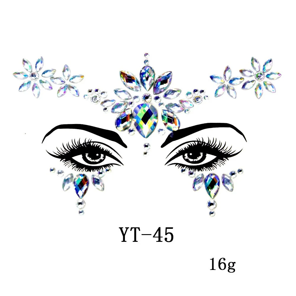 Sexy Style Rhinestone Acrylic Self-adhesive Jewelry Face Creative Tattoo Body Art Jewelry Masquerade Eyes Beauty Makeup Sticker