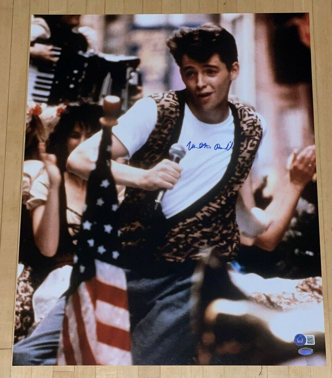 Matthew Broderick in Ferris Bueller's Day Off signed 16x20 Photo Poster painting BAS Beckett COA