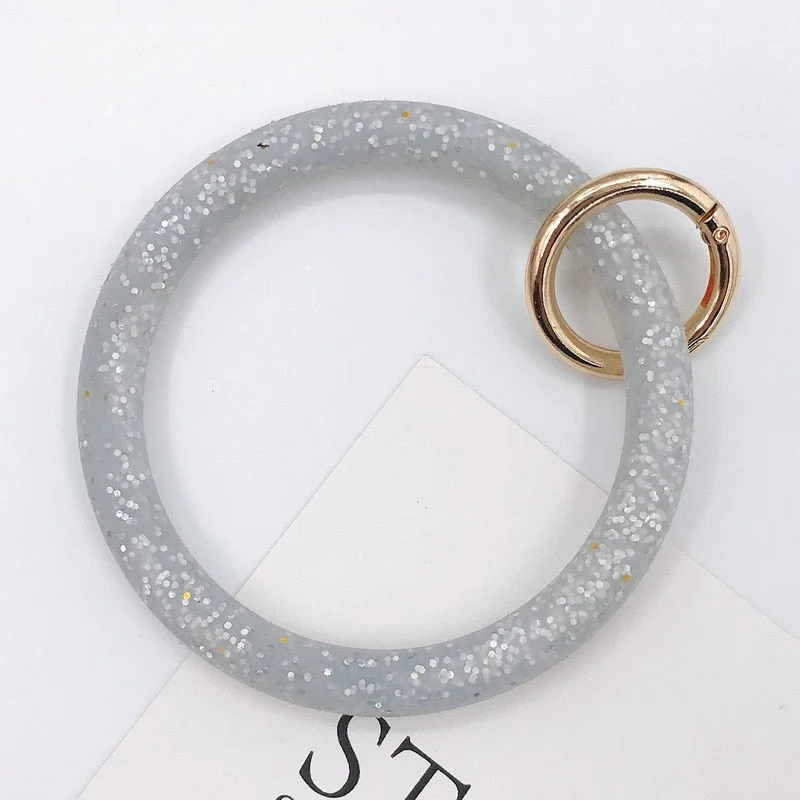 Dvacaman Hot Sale Big O Shaped Silicone Loop Wrist Key Ring Keychain with Gold O Clasp Round Key Wrist Strap Accessory Wholesale