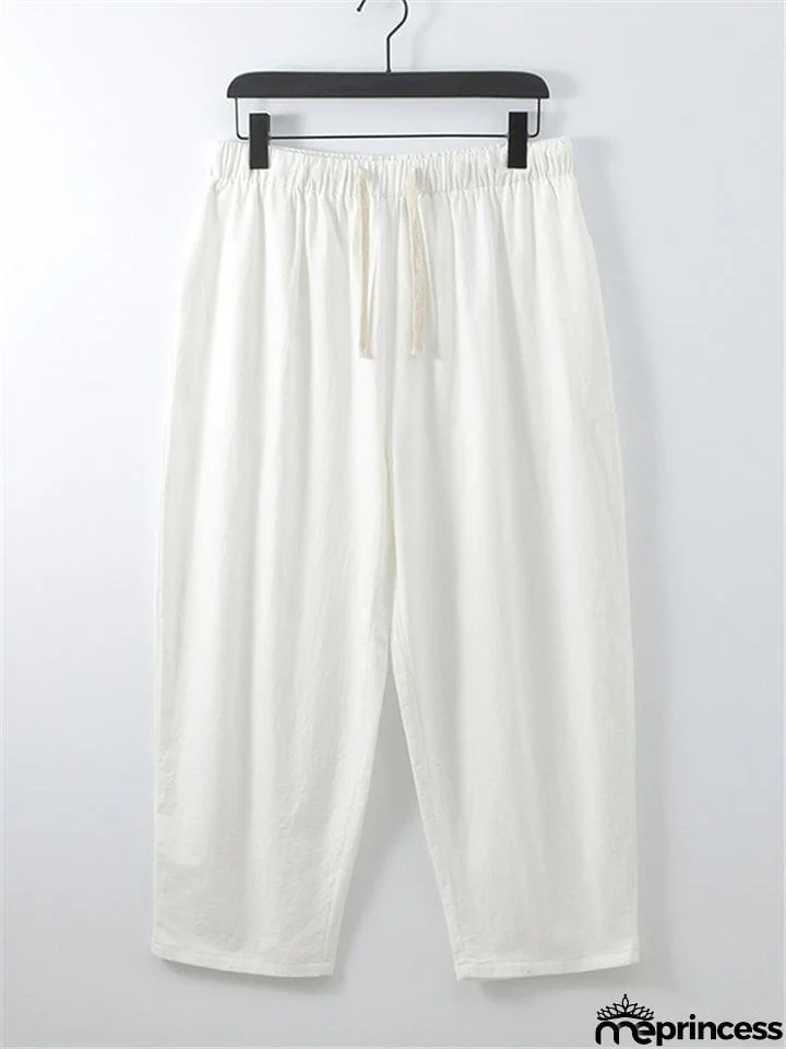 Laid-Back Style Notched Neck Button Detailing Soft Cotton Set T-Shirt + Drawstring Pants