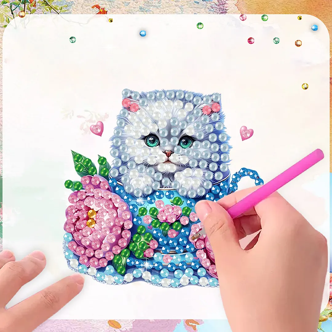 20Pcs Cat DIY Diamond Painting Magnets Kits for Beginners Adults DIY Crafts