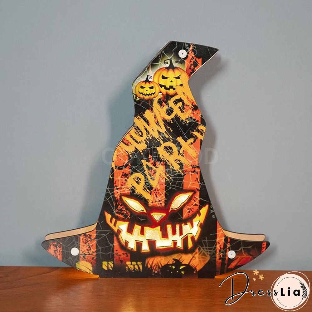Wooden Halloween Themed LED Light For Holiday Decoration