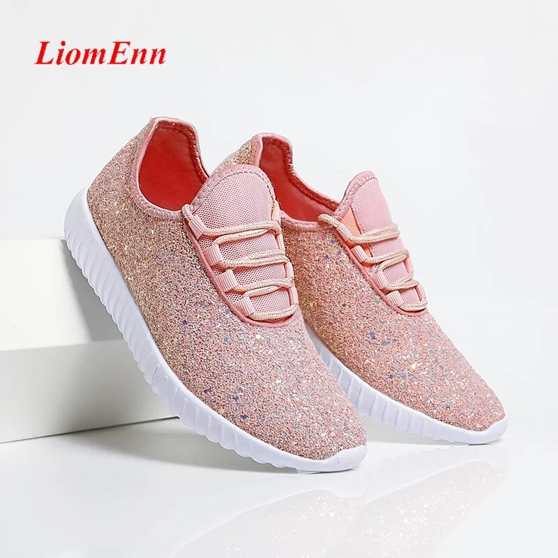 Summer Shoes for Women Glitter Luxury Sneakers Women's Running Sport Shoes Red Silver Pink Black Tennis Vulcanize Shoes basket