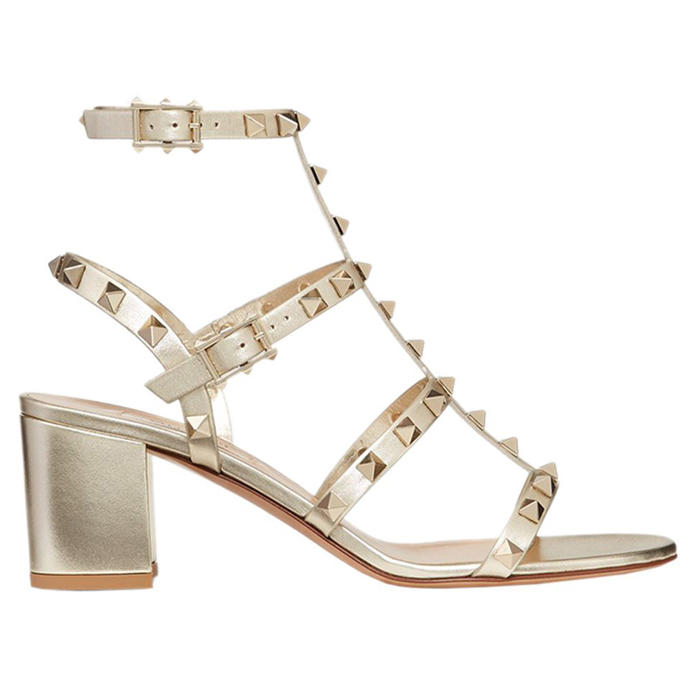 60mm Women's Rivets Block Heels Party Daily Summer Gold Sandals-vocosishoes