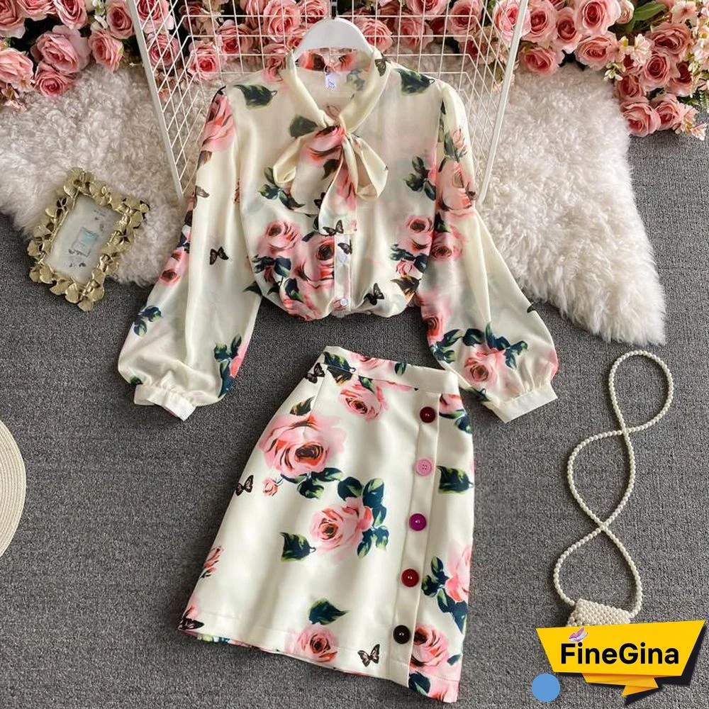 Floral Chiffon Two-Piece Set P11797