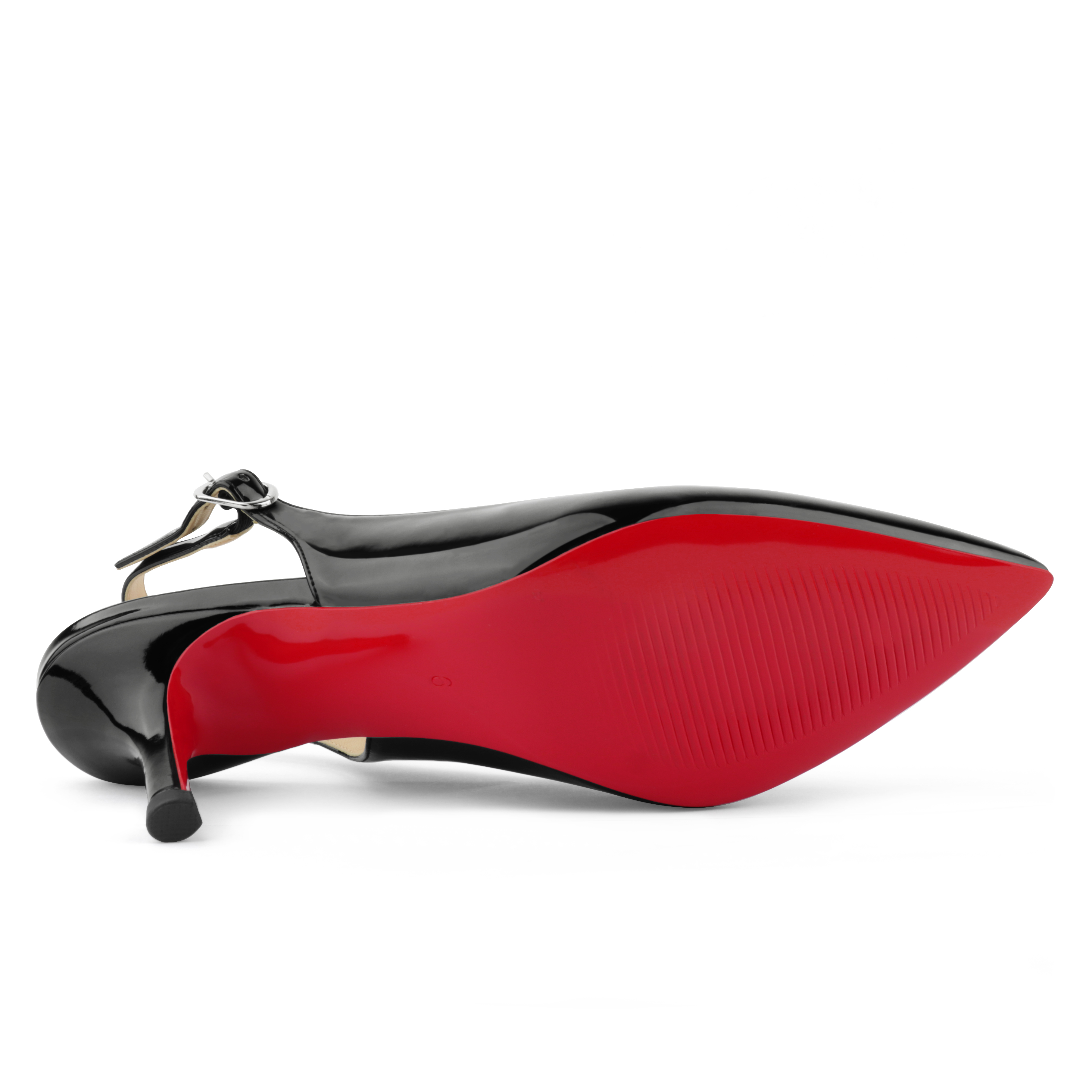 2.36" Women's Pointed Toe Sandals Slingback Shoes Kitten Heel Pumps Patent-MERUMOTE