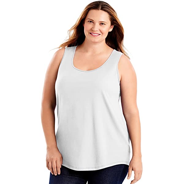  thdmladies Just My Size Women's Plus-Size Shirt-Tail Tank Top  thedmladies