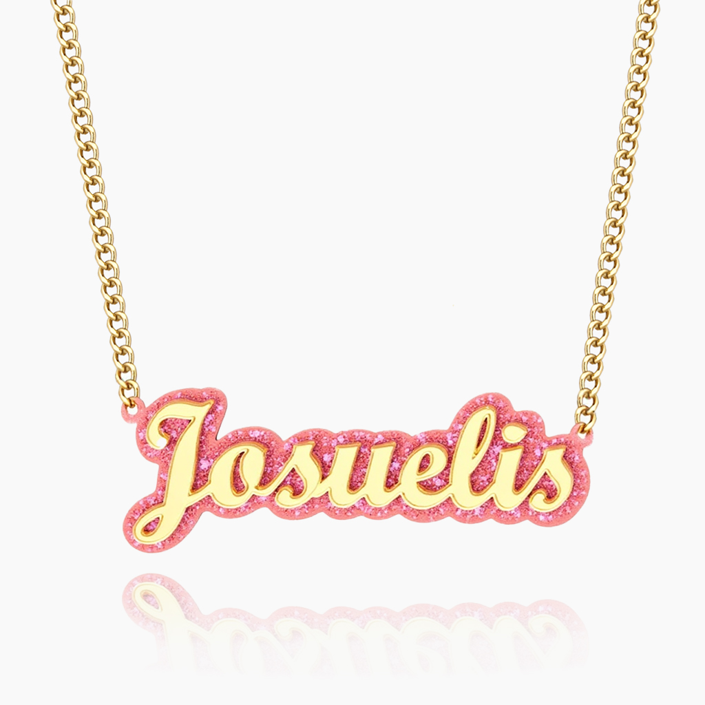 Double-Layer Pink Sequin Acrylic Necklace