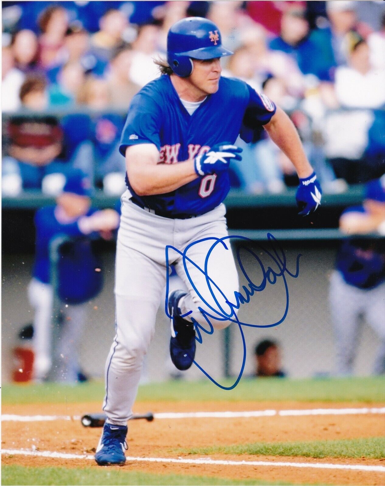 JOE ORSULAK NEW YORK METS ACTION SIGNED 8x10