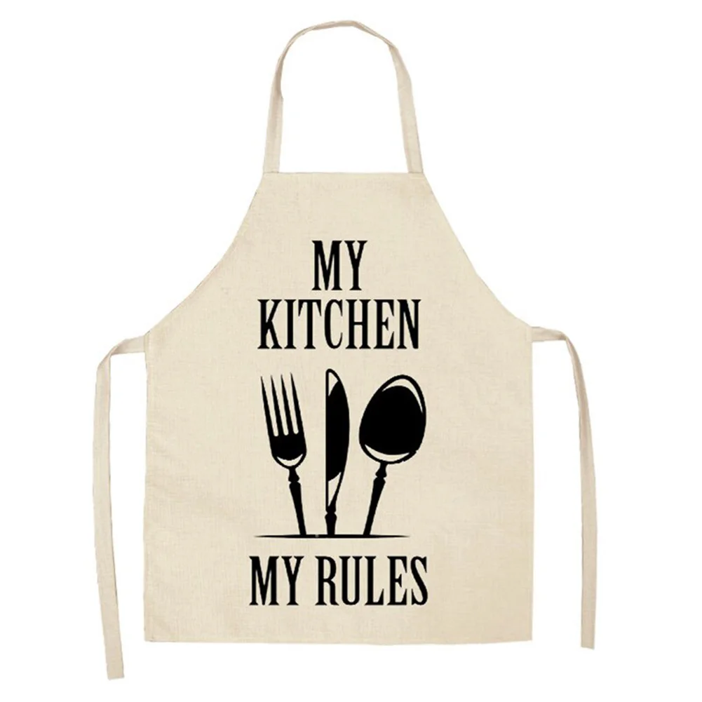 Linen Print Apron - Tableware - 68x55cm