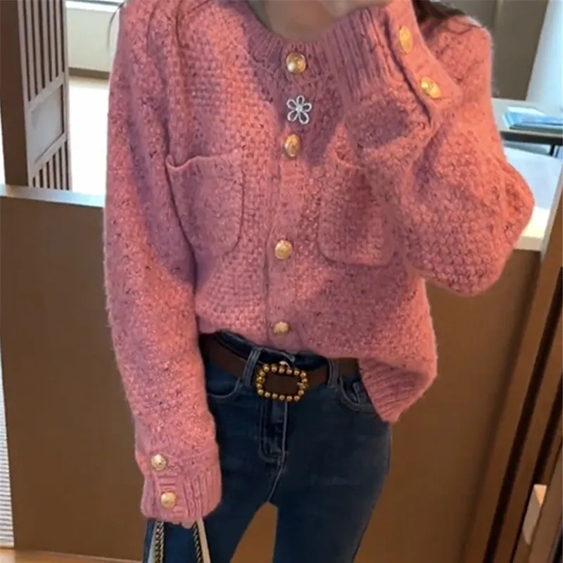 Churchf Churchf New Gentle Small Fragrant Wind Soft Waxy Knit Cardigan Female French Socialite Temperament Short Sweater Coat