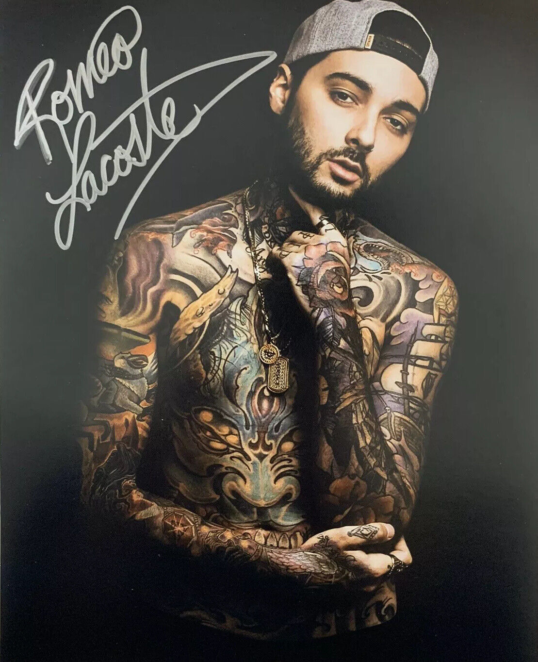 ROMEO LACOSTE SIGNED 8x10 Photo Poster painting AUTOGRAPHED RARE CALIFORNIA DREAM TATTOO ARTIST