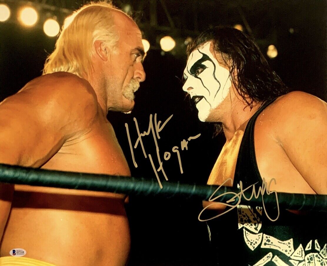 Hulk Hogan & Sting Signed 16x20 Photo Poster painting NWO WCW WWF BAS I57318