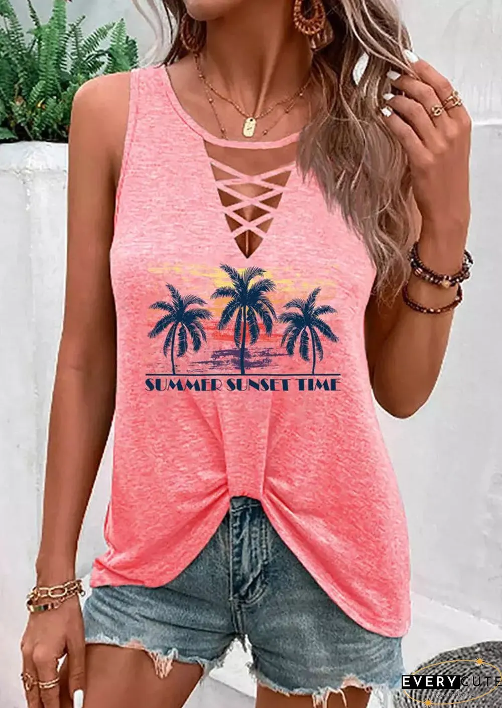 Teal Criss Cross Tank