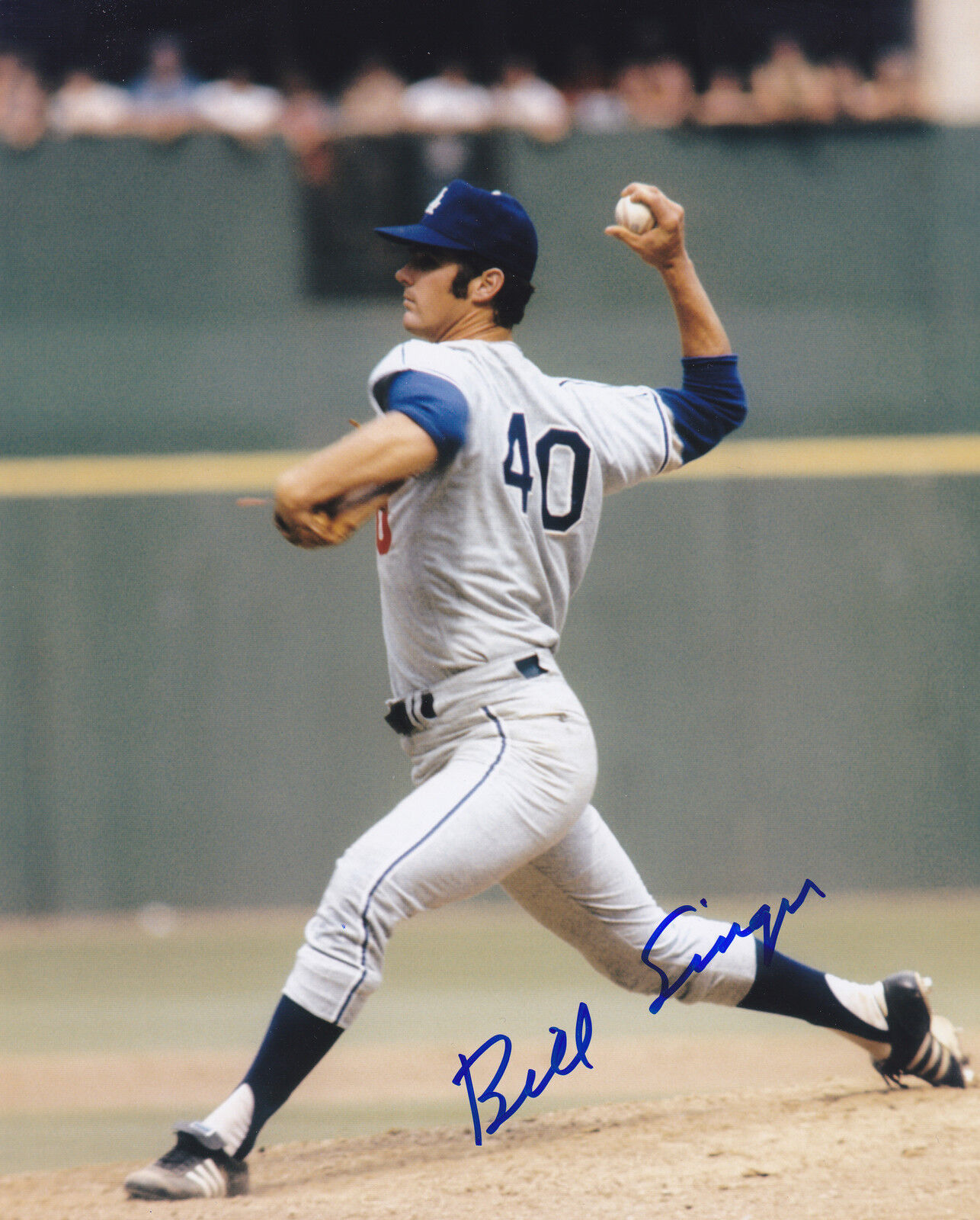 BILL SINGER LOS ANGELES DODGERS ACTION SIGNED 8x10