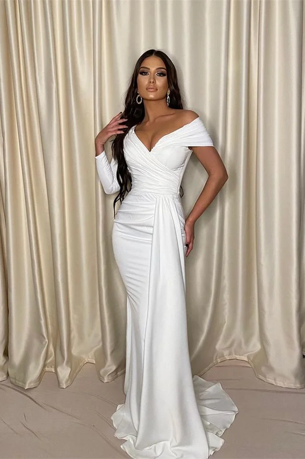 Off the shoulder white sale prom dress