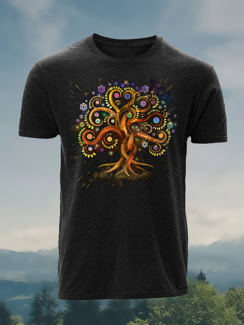 Tree Of Life Yggdrasil Print Short Sleeve T-Shirt