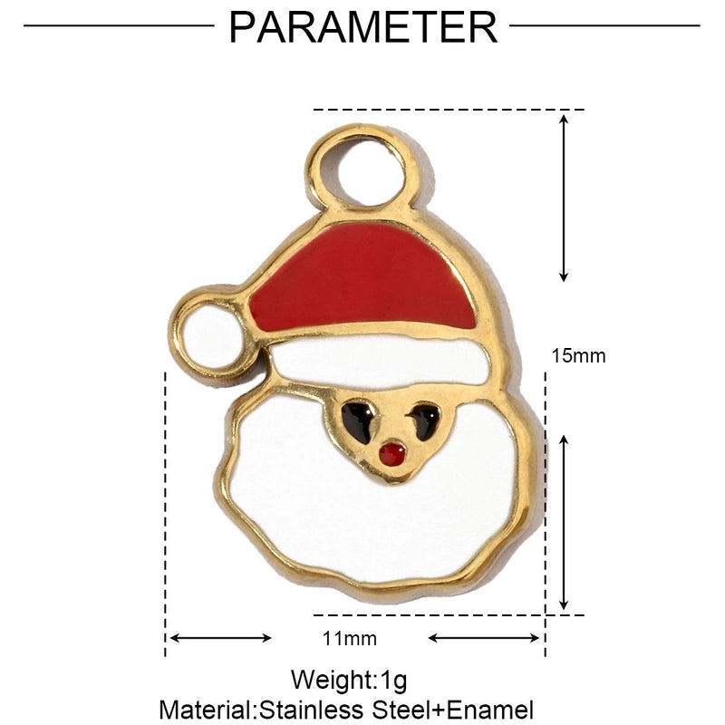 3 PCS/Package 13 * 20mm 14*27mm 28*39mm Titanium Steel Rhinestones Santa Claus Cherry Snowman Pendant Jewelry Accessories