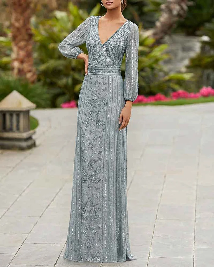 sequin V-neck maxi dress Gown