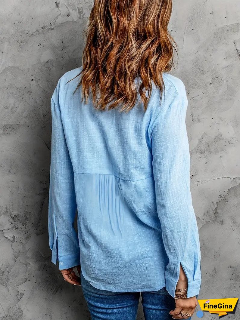 Linen Blend Shirt with Buttons