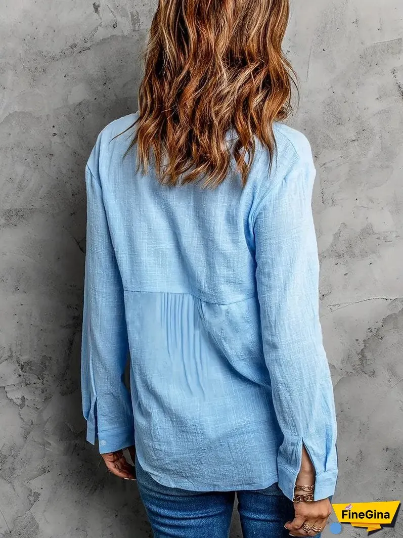 Linen Blend Shirt with Buttons